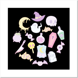 Pastel Goth Halloween Icons Posters and Art